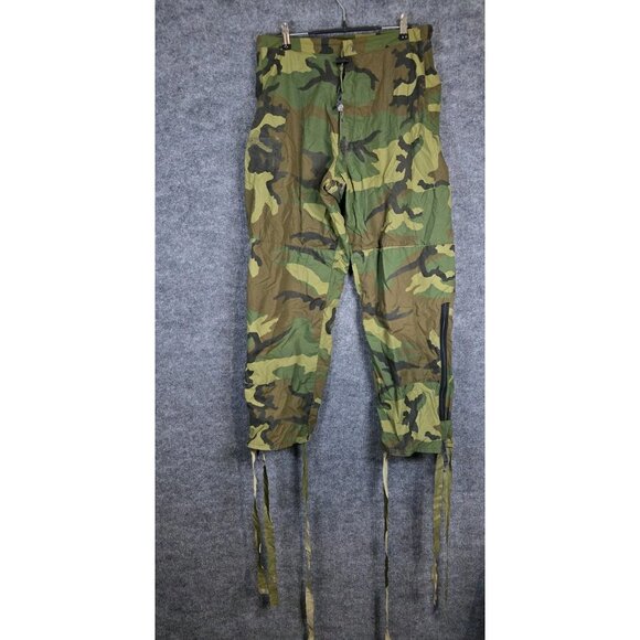 Vintage US Military ECWCS Trousers Mens Small Regular Woodland Camo PTFE 80s - Picture 1 of 16